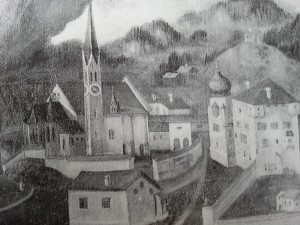Fügen alte Ansicht Kirche u. Schloss